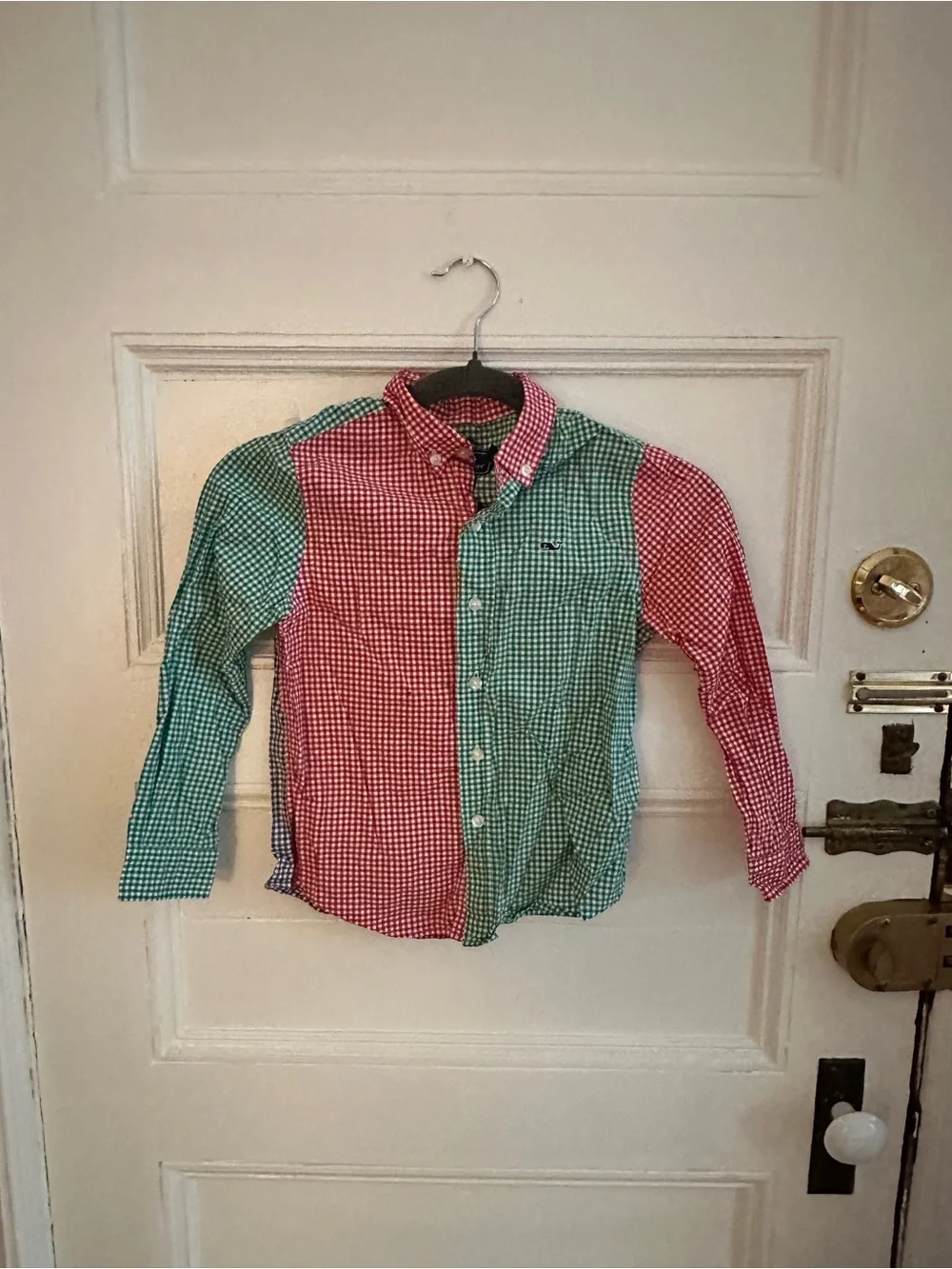 Vineyard Vines Kids Patchwork Gingham Button-Down - Red & Green
